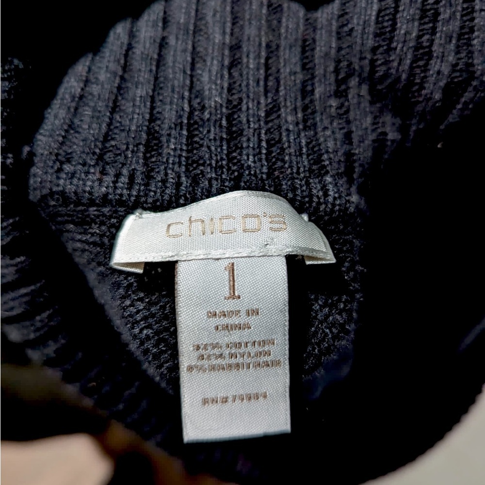 Chico’s black fringe cowl neck sweater - Picture 2 of 3